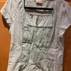 Anthropologie Meadow Rue Aqua Shirt Sz XL